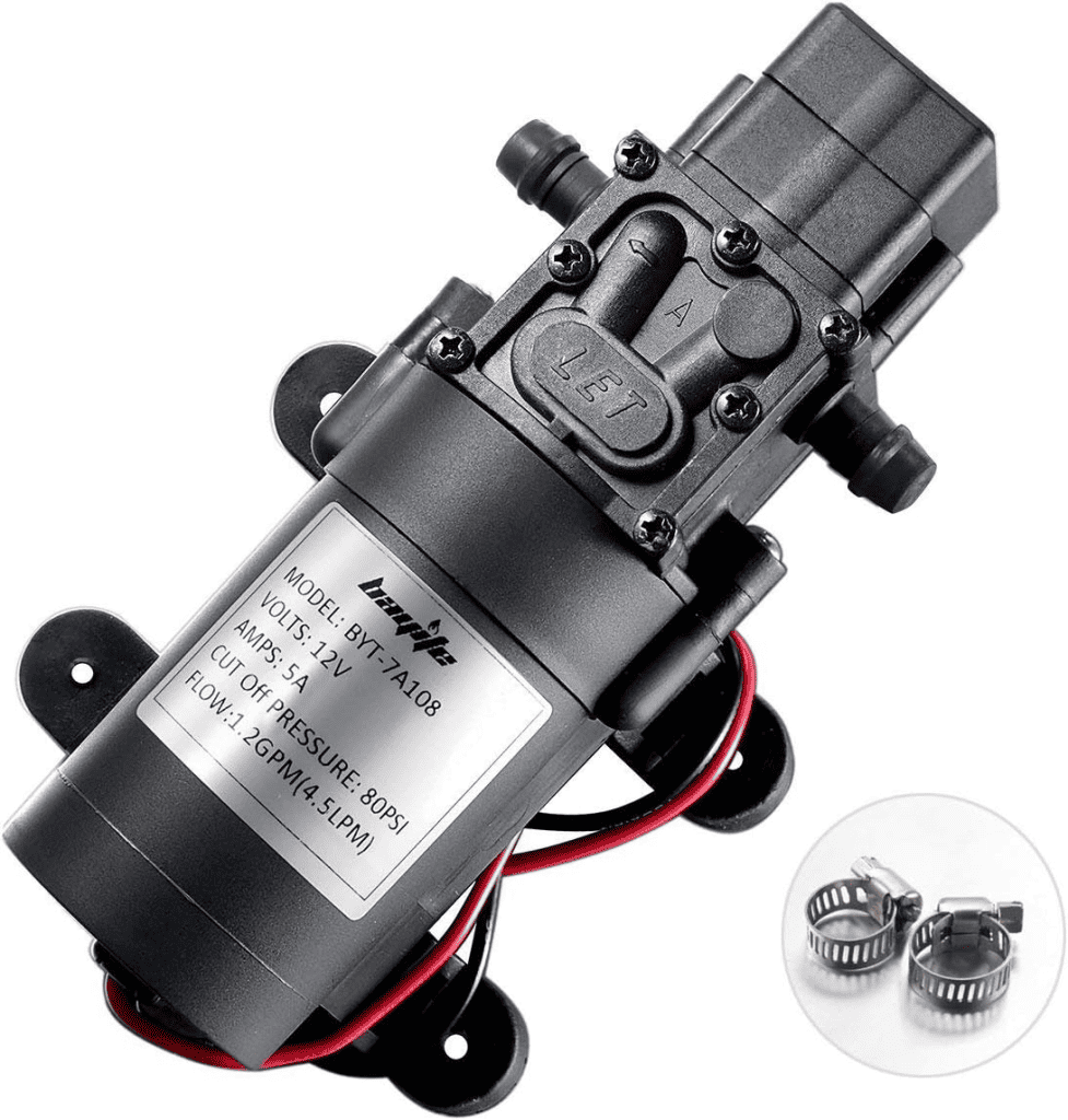 10 Best Rv Water Pumps For Steady Water Flow When Camping 1 bayite 12v dc fresh water pump with 2 hose clamps 12 volt
