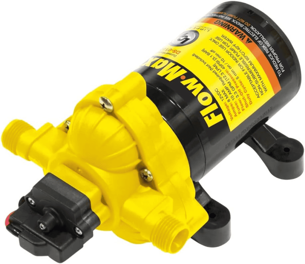 Lippert Flow Max 12V RV Water Pump, 3.0 GPM, 50 PSI, 9.5 Max Amp