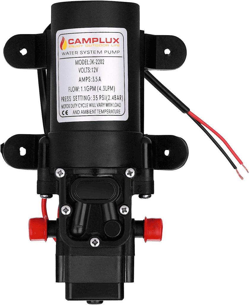 Camplux 12V DC Water Pump, 1.2GPM 4.3 L/Min Diaphragm Pump for Caravan RV