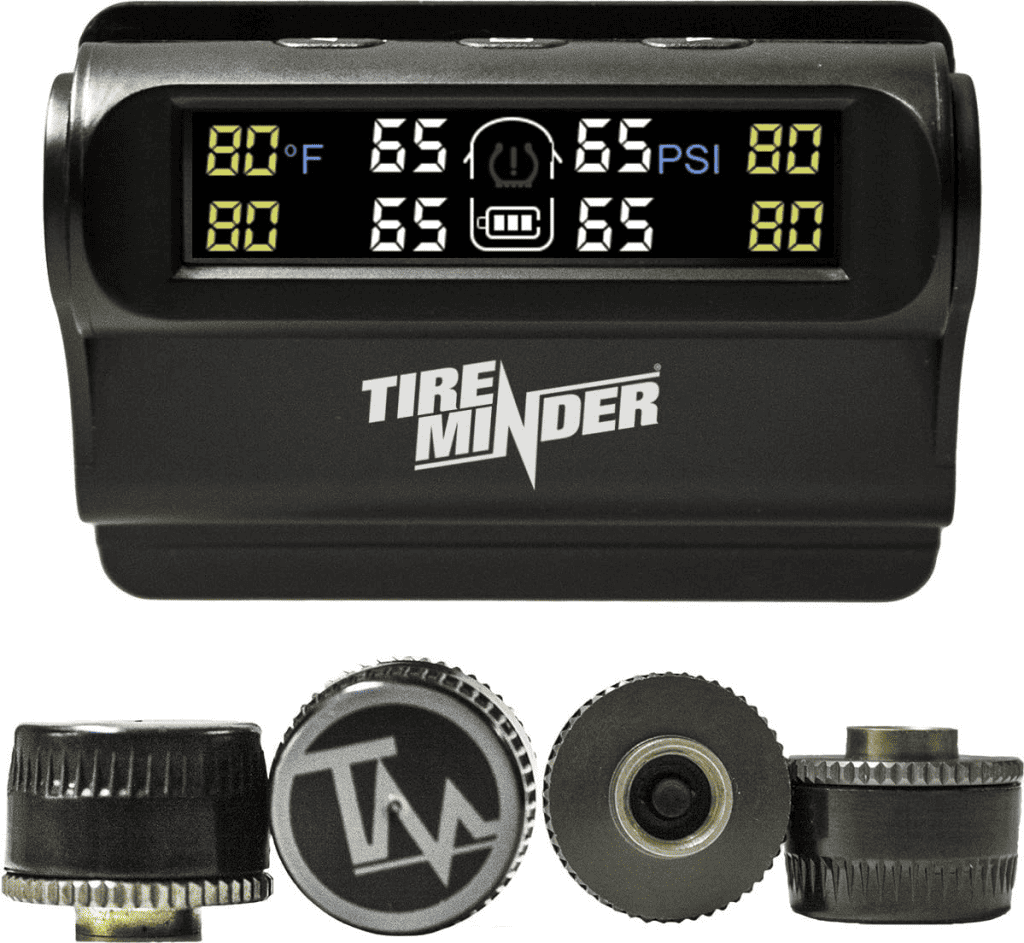 TireMinder Solar Powered Trailer TPMS, 4 Tire Kit