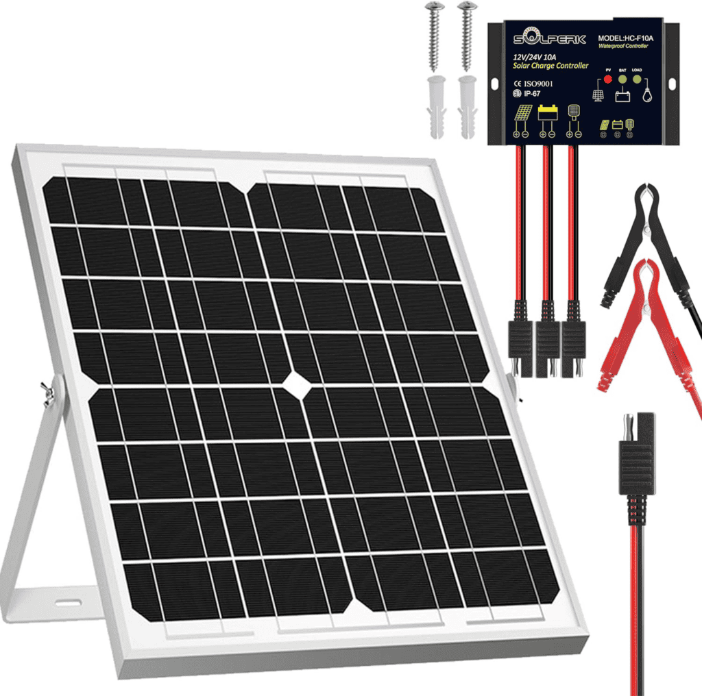 SOLPERK Solar Panel Kit 20W 12V, Solar Battery Trickle Charger Maintainer 