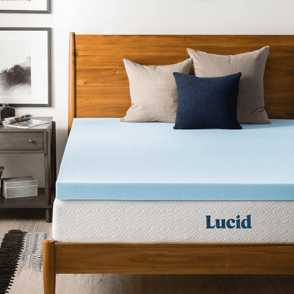 Lucid 3 Inch Mattress Topper Queen - Gel Infused Memory Foam